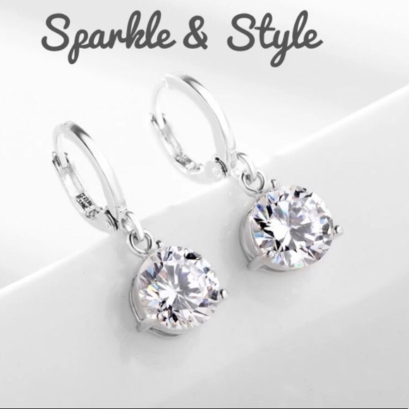 New Silver Diamond Earrings and Necklace set - Picture 2 of 5